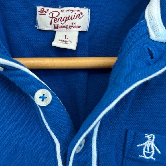 Original Penguin Blue Polo Shirt with Contrast Trim - Picture 3 of 3